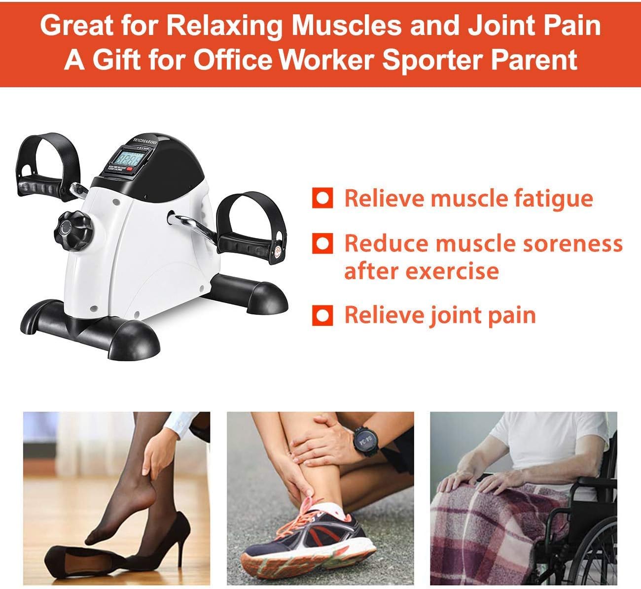 Under Desk Bike Pedal Exerciser Portable Home Exercise Bike Pedal Exerciser Foot Peddler Portable Therapy Bicycle Leg Peddler Portable Mini Cycle Bike for Hands Arm Trainer - Image 5