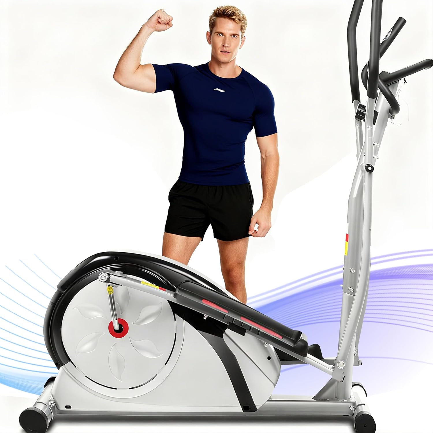 ANCHEER Elliptical Exercise Machine,Hyper-Quiet Magnetic Elliptical Machine for Home,Elliptical Training Machines with 500LBS Multiple Gears Resistance,5KG Flywheel,Pulse Sensor,15.5IN Stride