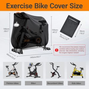 Stationary Bike Cover Waterproof Outdoor，Upright Exercise Bike Cover with Air Vent,Waterproof Strip,4 Windproof Buckles,All Weather Large Cover for Most Exercise Bike