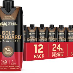 Optimum Nutrition Gold Standard Protein Shake, 24g Protein, Ready to Drink Protein Drinks, Chocolate, 11 Fl Oz, 12 Count (Pack of 1) (Packaging May Vary)