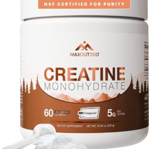 Creapure Creatine Monohydrate Powder, 60 Servings, Unflavored, NSF Certified Creatine for Muscle Growth, Strength & Recovery, Pure German Creatine Monohydrate for Women & Men