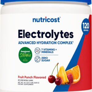 Nutricost Electrolyte Complex Powder (120 Servings, Fruit Punch) – Hydration Supplement Drink Mix with Vitamins and Minerals