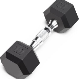 Marcy Classic Rubber Hex Dumbbell with Knurled Grip for Strength Training and Bodybuilding, 5lb – 50lb Single Dumbbell for Exercise & Fitness, Sold Individually