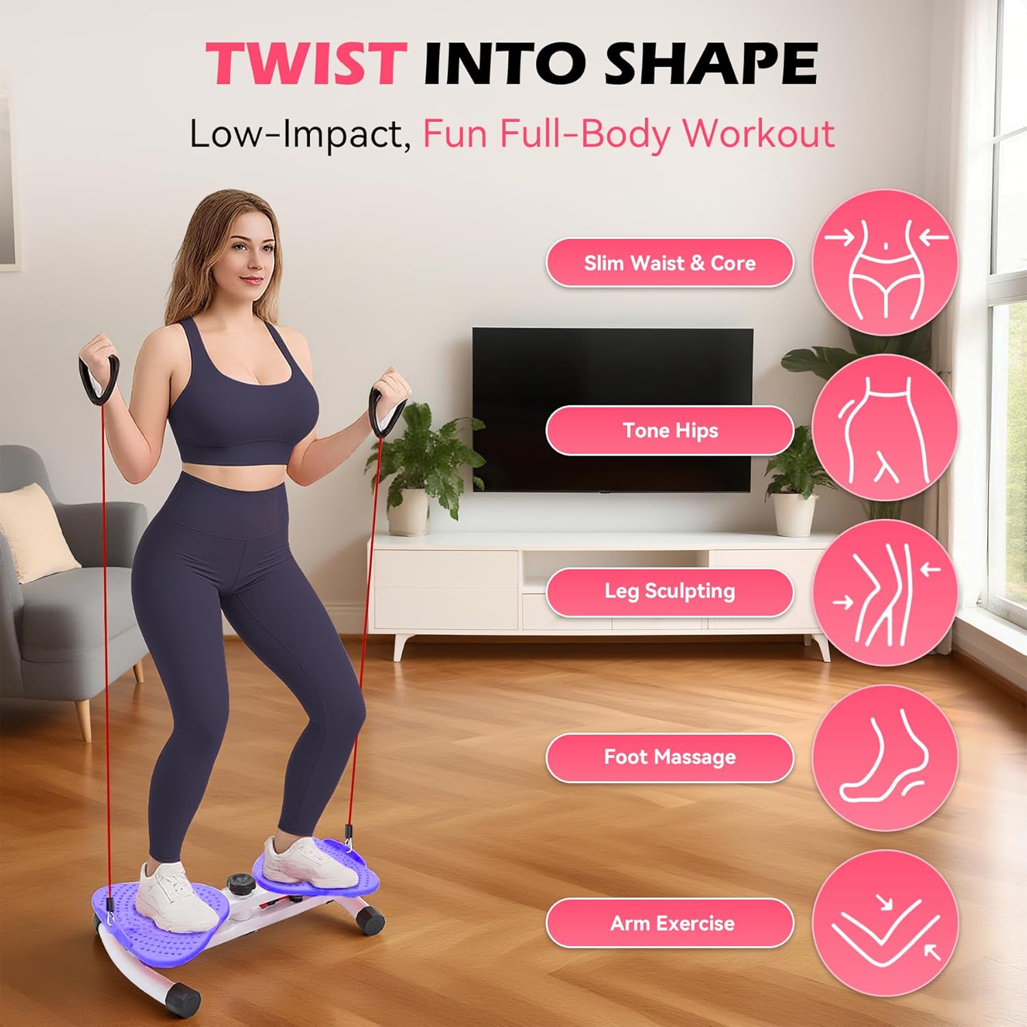 EPHESPORT Waist Twisting Machine, Ab Twister for Home Workout, Twister Board for Exercise, Full Body Slimming & Core Training, Twist Machine for Weight Loss, Compact Home Exercise Equipment - Image 2