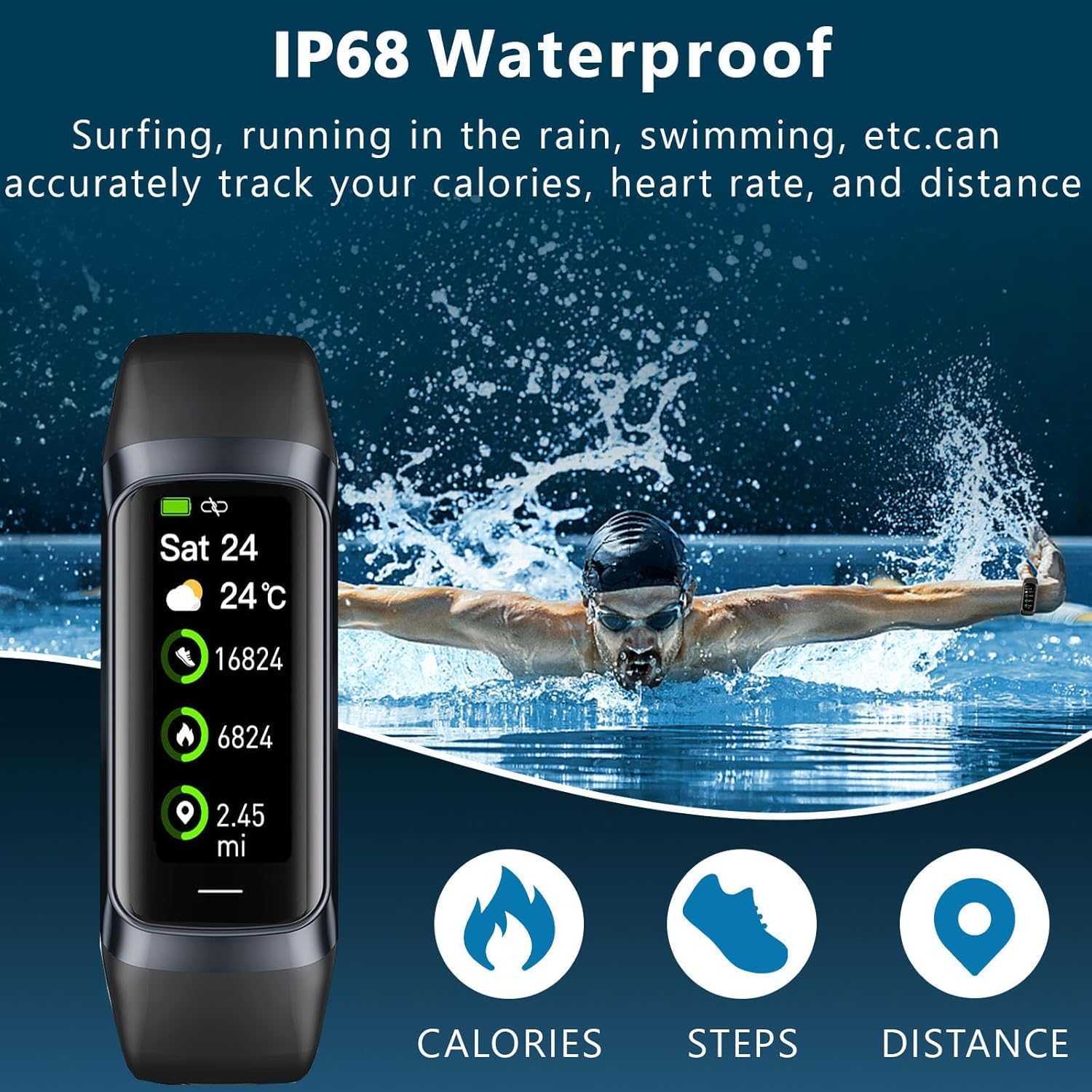 Fitness Tracker with Heart Rate/Blood Oxygen/Sleep Monitor, 20+ Sports Modes Smart Watches for Women/Men, Activity & Step Tracker Smart Watch for Android/iOS Phones (Black) - Image 3
