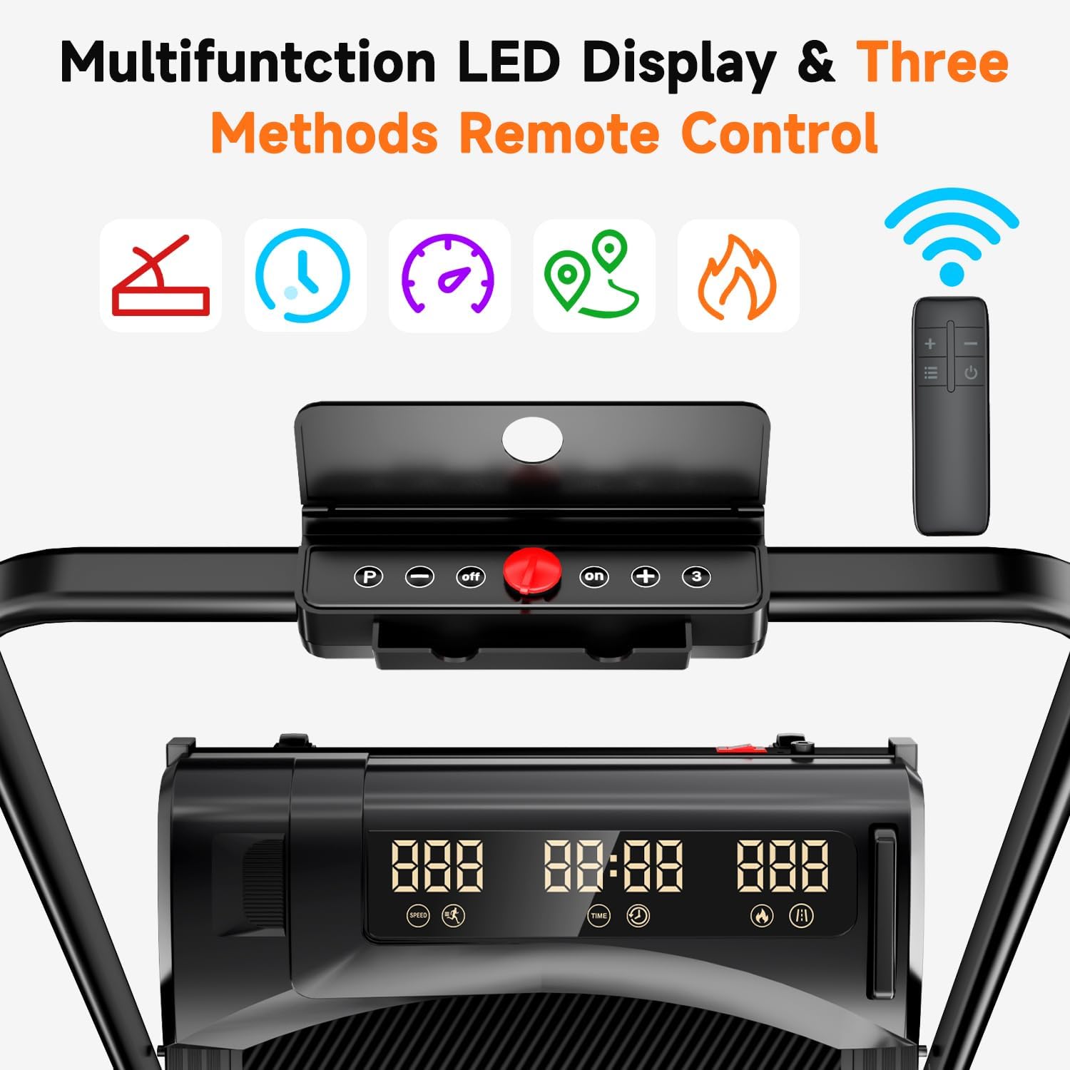6% Incline Walking Pad with Handle Bar,Compact and Foldable Treadmill for Home and Office,2.5 HP Quiet Under Desk Treadmill with 300lbs Capacity,Big Led Display and Double Deck Cushioning - Image 5