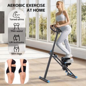 Stair Stepper for Home, Stair Master for Exercise at Home Folding Stair Stepper for Full-Body Workout Compact Stair Climber with Resistance//Phone Holder/Adjustable Handlebar & Pedals