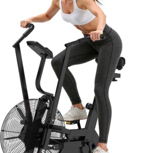 Air Bike,Air-Resistance Exercise Fan Bike With Dual Acction Handlebars for Home Cardio Workout,Adjustable Indoor Cycling Bike,330lb Weight Capacity APP Connection Customizable Monitor
