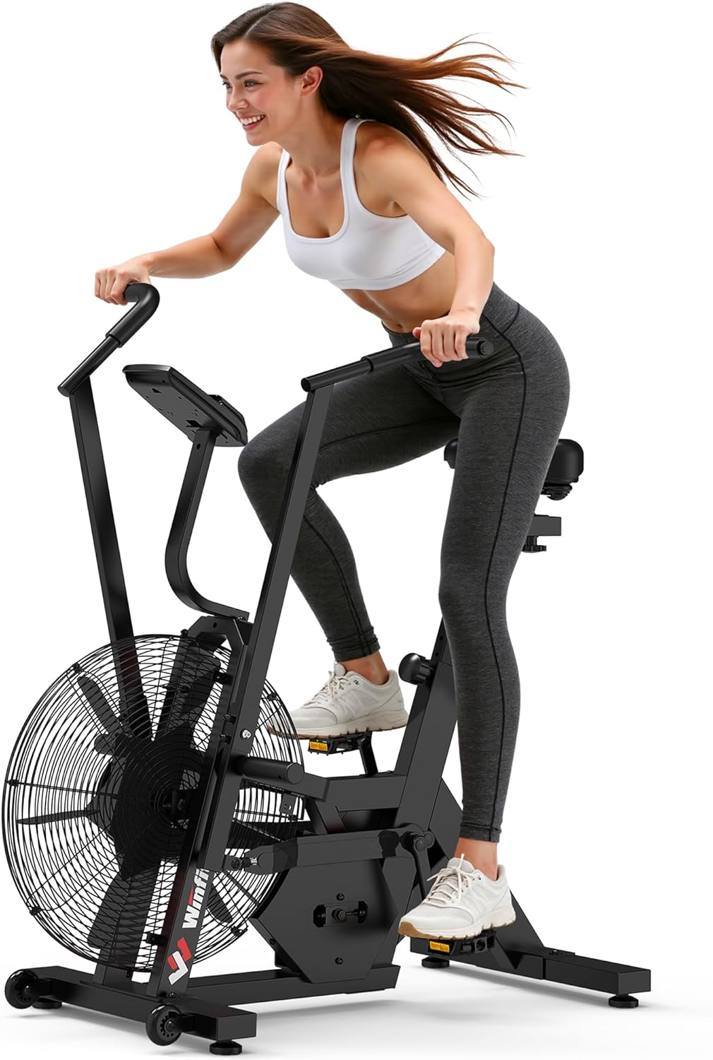 Air Bike,Air-Resistance Exercise Fan Bike With Dual Acction Handlebars for Home Cardio Workout,Adjustable Indoor Cycling Bike,330lb Weight Capacity APP Connection Customizable Monitor