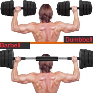 Updated Adjustable 66LB Dumbbells Weights Set with Metal Rod for Barbell,Dumbbells Barbell set for Lifting,Bodybuilding Training & workout, Solid Dumbbells Barbell Free Weights With Non-Slip Handles