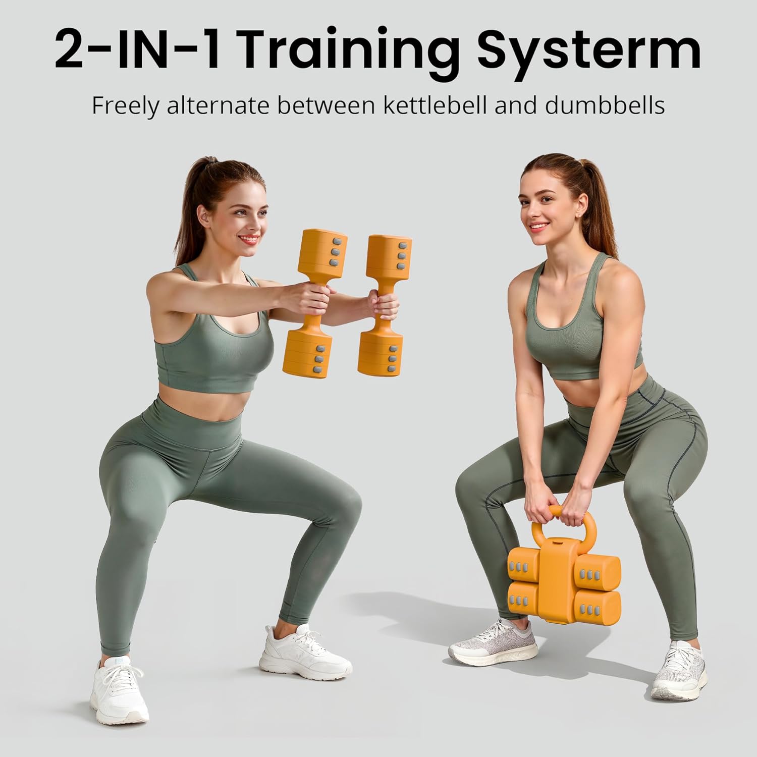 2-in-1 Adjustable Dumbbells & Kettlebell Set, 4 Levels Weight Quick Change(2.2 3.3 4.4 5.5 lbs), for Women Home Gym Exercise Training, with Complimentary Non-slip Touch Fastener. - Image 3