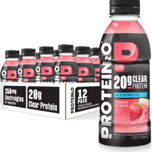 Protein2o Hydration Drink – 2-in-1 Liquid Clear Whey Protein Isolate and Electrolyte Drink – 20g Protein, Vitamins B5, B6 – Post-Workout Recovery – 16.9 Fl Oz – 12 Count Strawberry Watermelon