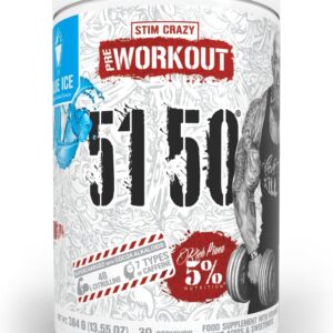 5% Nutrition Rich Piana 5150 High Stim Pre-Workout Powder | Extreme Energy, Focus, Pumps & Endurance | 400 mg Caffeine, Citrulline, Beta Alanine, N-Acetyl L-Tyrosine | 30 Srvgs (Blue Ice)