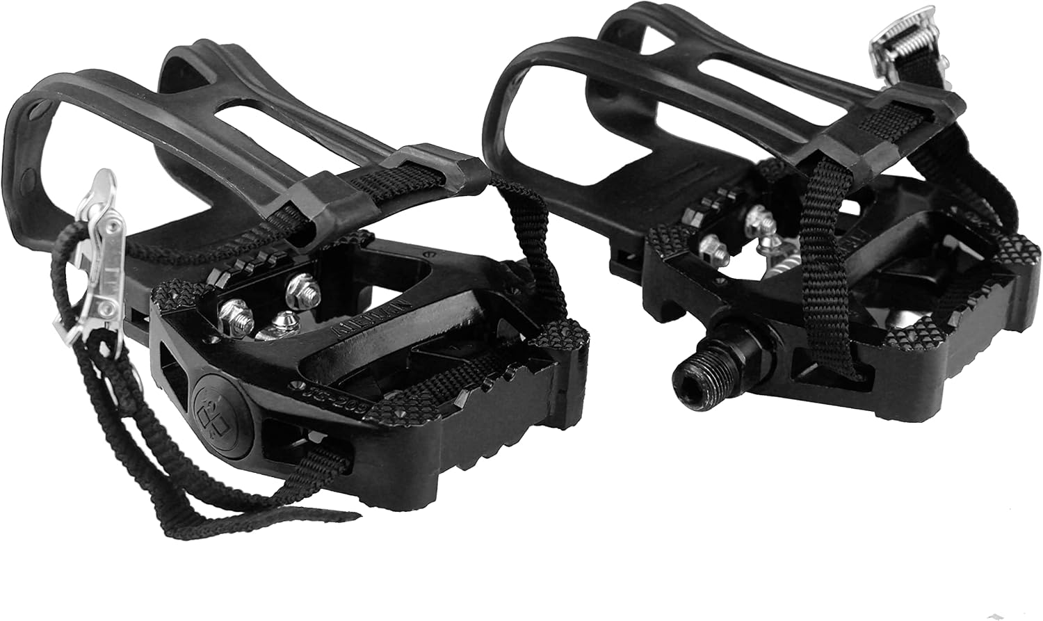 SPD Bike Pedals with Toe Clip Straps Cage Compatible with Shimano SPD 9/16'' for Peloton/MTB/Spin/Indoor/Exercise Bicycle Pedals Replacement Assecories