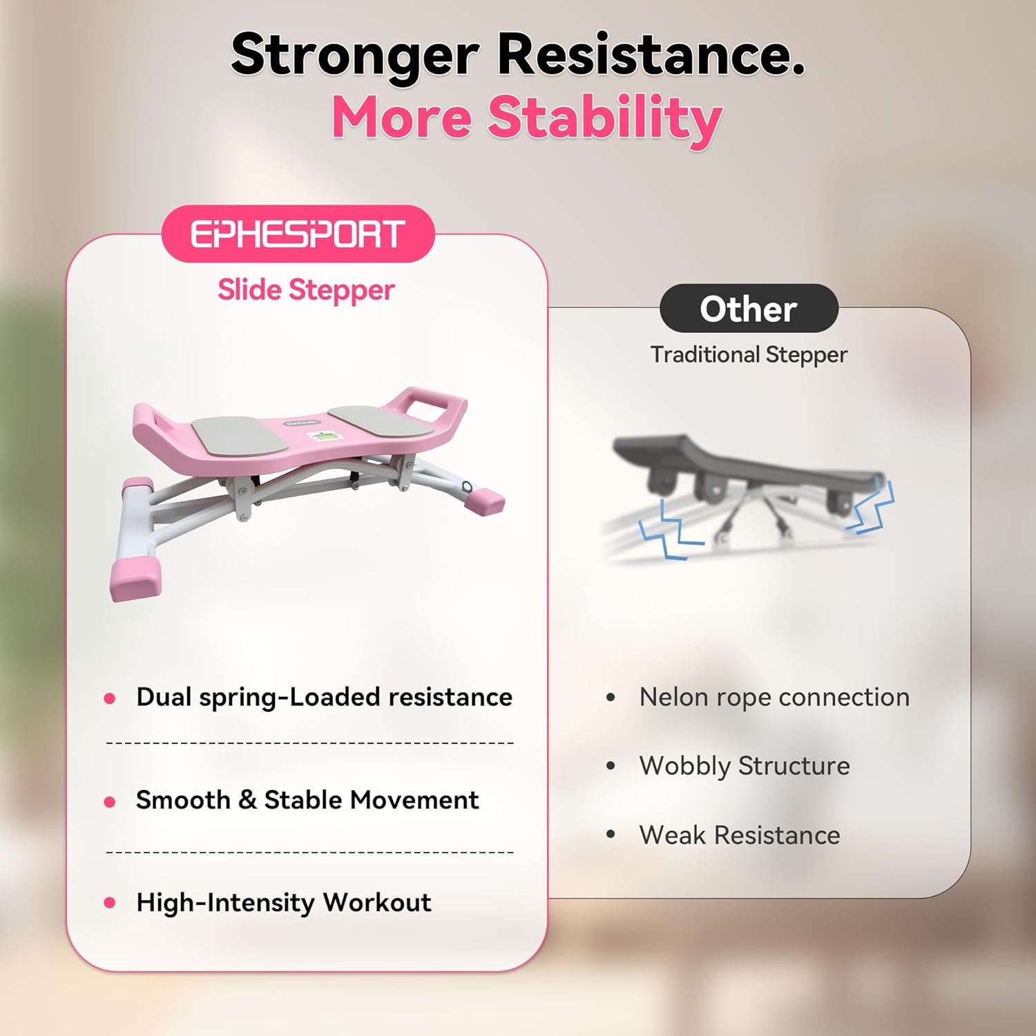 EPHESPORT Upgraded Slide Steppers for Exercise at Home, Balance Board, Wobble Board with Resistance Bands, Portable Ski Balancing Machine Featuring LCD Monitor, Full Body Cardio Workout Equipment - Image 3