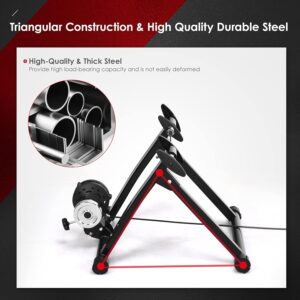 Magnetic Bike Trainer Stand for Indoor Riding, Quick Release Folding Exercise Bicycle Stationary Stand Trainers w/ 8 Levels Resistance,Steel Bike Workout Stand for 26”-28” Wheels