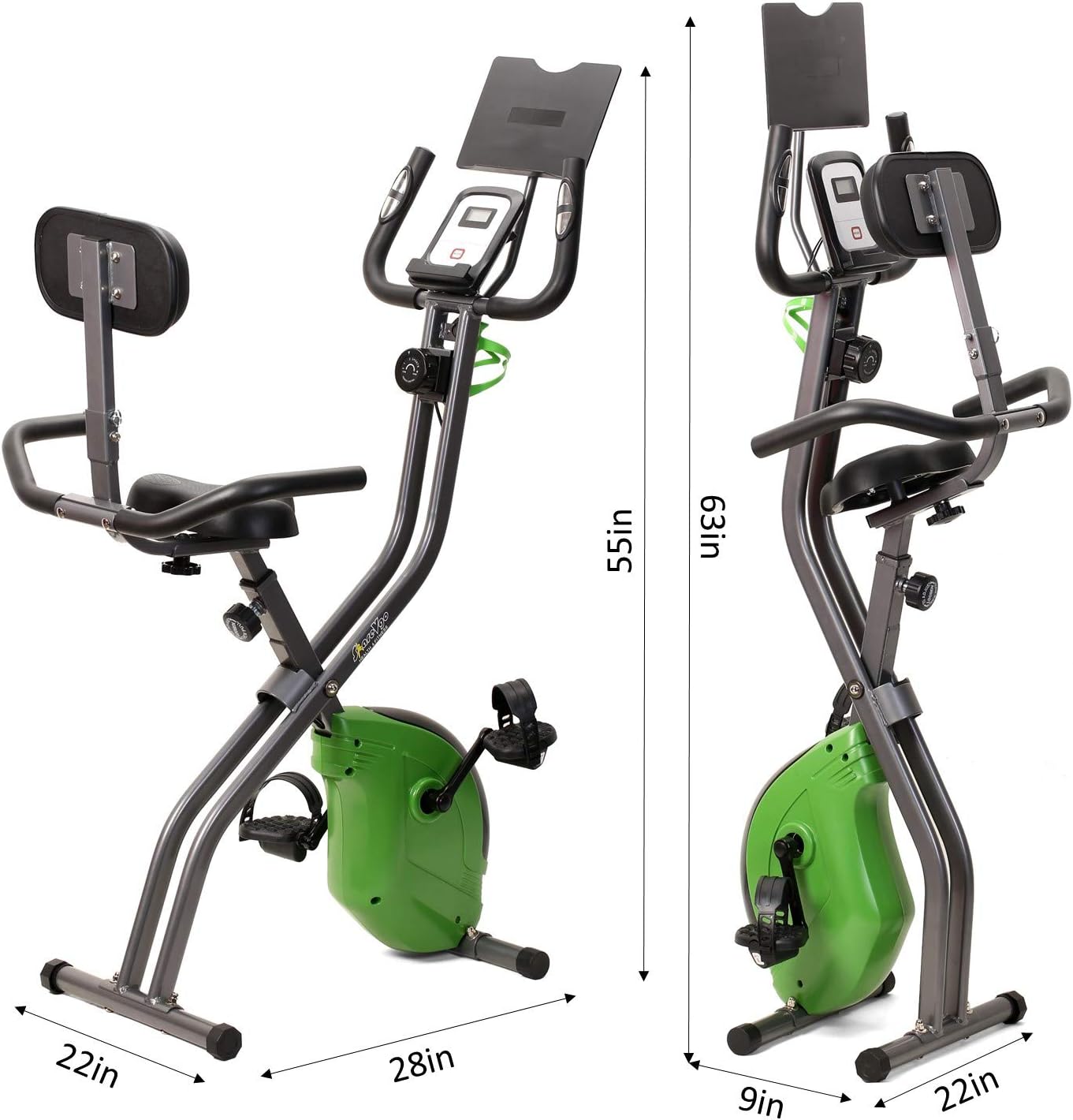 ShareVgo Bluetooth Smart Folding Semi Recumbent Magnetic Upright Exercise Bike with free APP for Indoor Bike Workout Log and Track, Backrest, Pulse Sensors and Tablet Holder - SXB1000 - Image 3