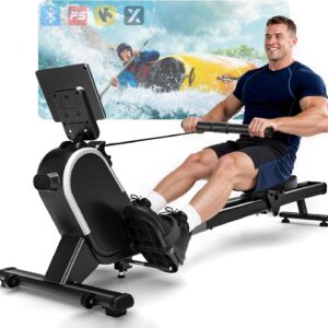Rowing Machines for Home, 16/32-Level Adjustable Resistance, Magnetic Rowing Machine with App Supported, 350/400 LB Weight Capacity, Upgraded Dual Slide Rails with LCD Data Display Screen