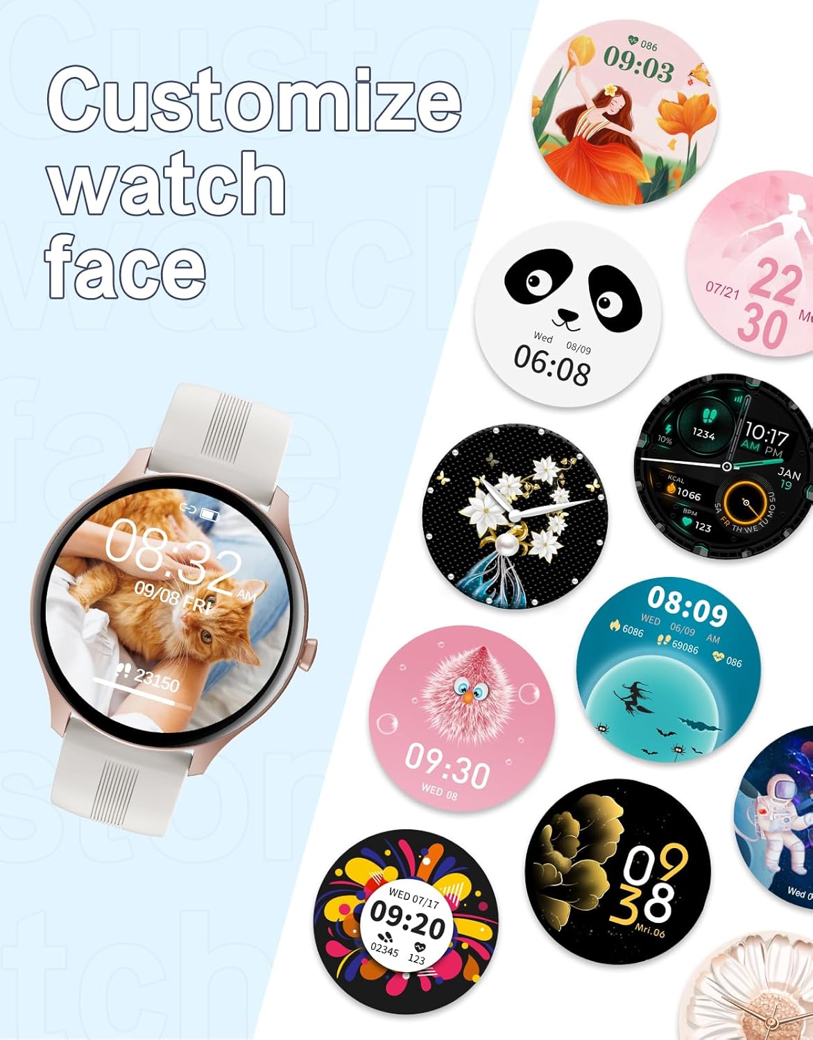 HUAKUA Smart Watches for Women Men (Answer/Make Calls) Compatible with iPhone/Android Phones, Round Smartwatch Fitness Tracker with Heart Rate Monitor Sleep/Steps Tracker Waterproof (Starlight/Gold) - Image 6