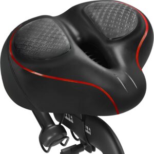 Bicycle Seat for Men Women Comfort Extra Wide, Noseless Bike Seats for Peloton Seat, Most Comfortable Saddles for E Bike, Stationary, Exercise, Spin, Cruiser Bikes Seat