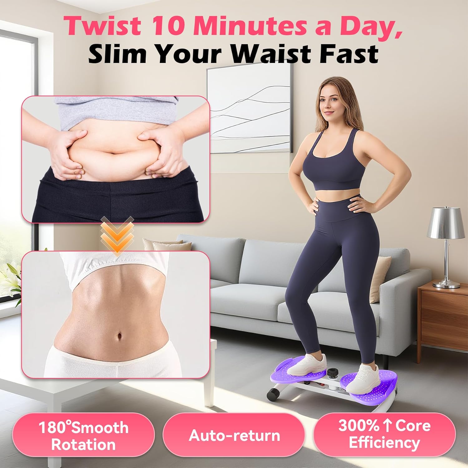 EPHESPORT Waist Twisting Machine, Ab Twister for Home Workout, Twister Board for Exercise, Full Body Slimming & Core Training, Twist Machine for Weight Loss, Compact Home Exercise Equipment - Image 5