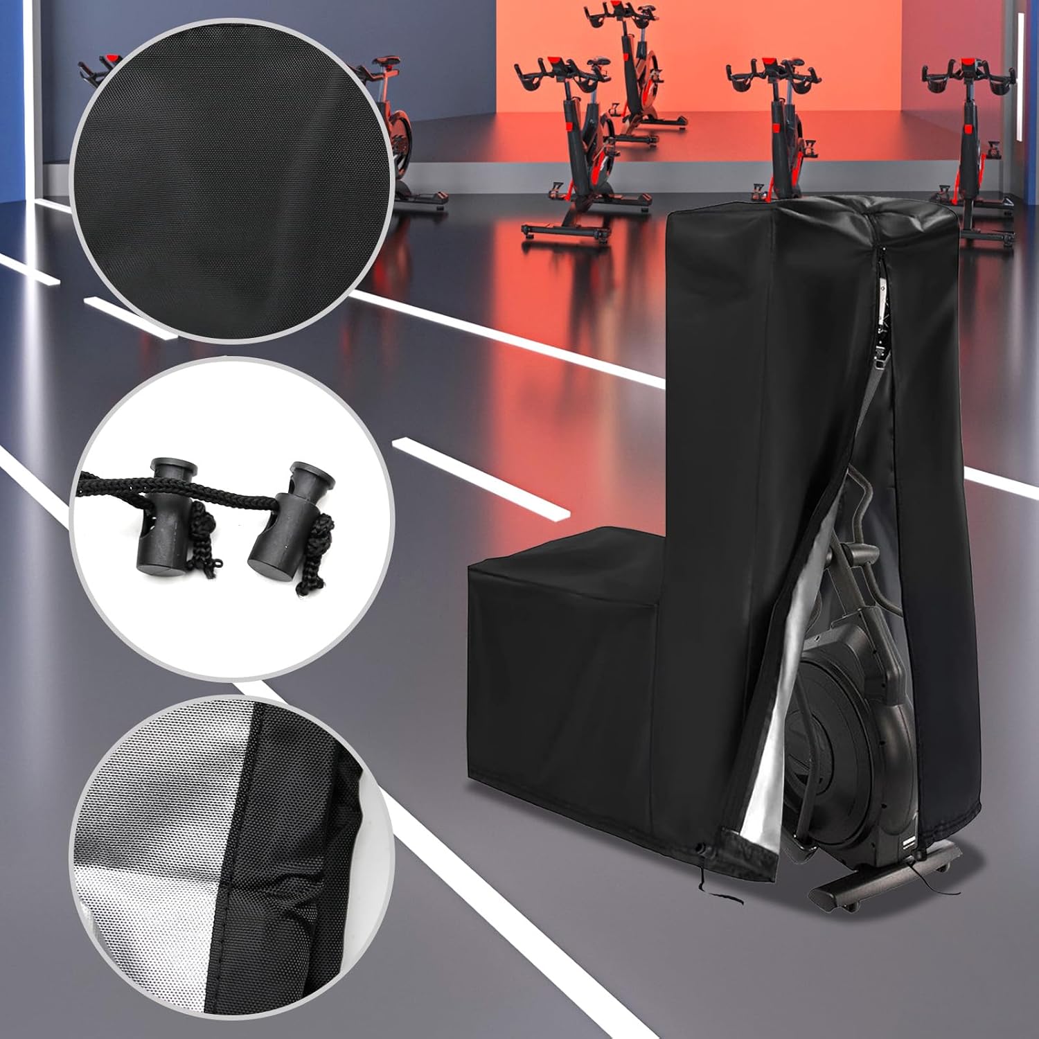 Elliptical Fitness Machine Protective Cover 420D Oxford Fabric Gym Dust Cover 34'' x 20'' x 60'' Elliptical Cover Home Elliptical Exercise Machine Cover - Image 4