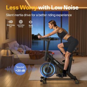 YAMO Exercise Bike, Upgraded Stationary Bikes for Home Cardio with App Compatible, Adjustable Quiet Magnetic Resistance Indoor Cycling Bike 300 LBS Capacity Comfortable Seat Cushion & Tablet Mount