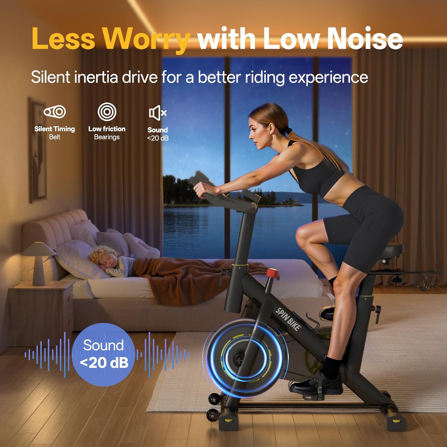 YAMO Exercise Bike, Upgraded Stationary Bikes for Home Cardio with App Compatible, Adjustable Quiet Magnetic Resistance Indoor Cycling Bike 300 LBS Capacity Comfortable Seat Cushion & Tablet Mount - Image 2