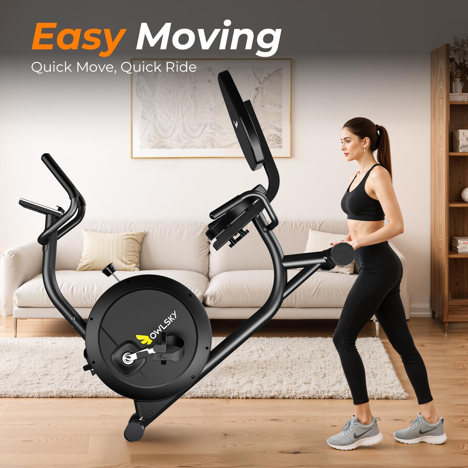 OWLSKY Recumbent Exercise Bike for Home Gym, Magnetic Stationary Bike with 16-Level Resistance, Quiet 15LBS Flywheel, 400LBS Capacity, Low-Impact Cardio & Physical Therapy - Image 7