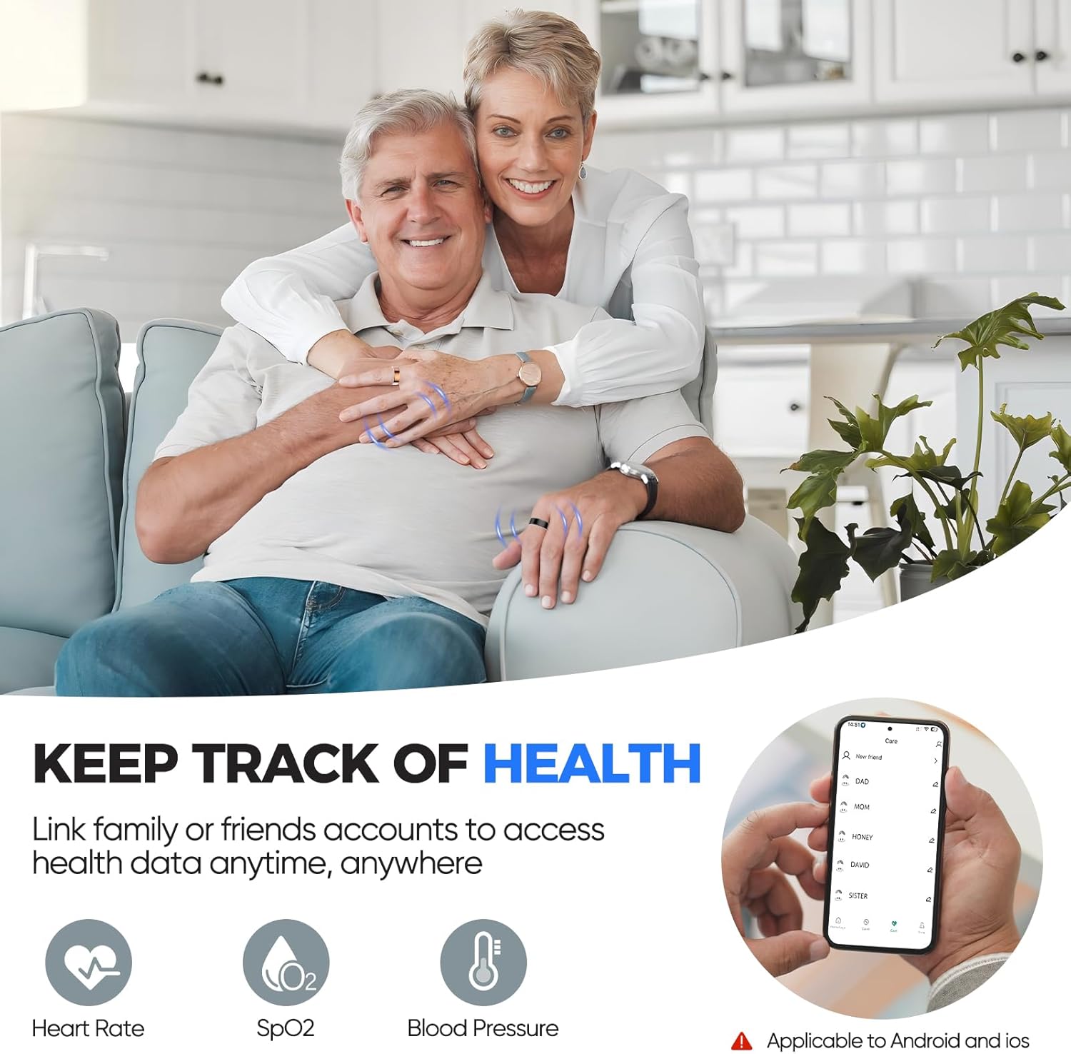 Smart Ring with Sleep Apnea Monitoring, No APP Subscription, 10-Day Battery Life, Stress/Heart Rate/Women's Health Tracker, Android & iOS Compatible (Black, 8) - Image 3