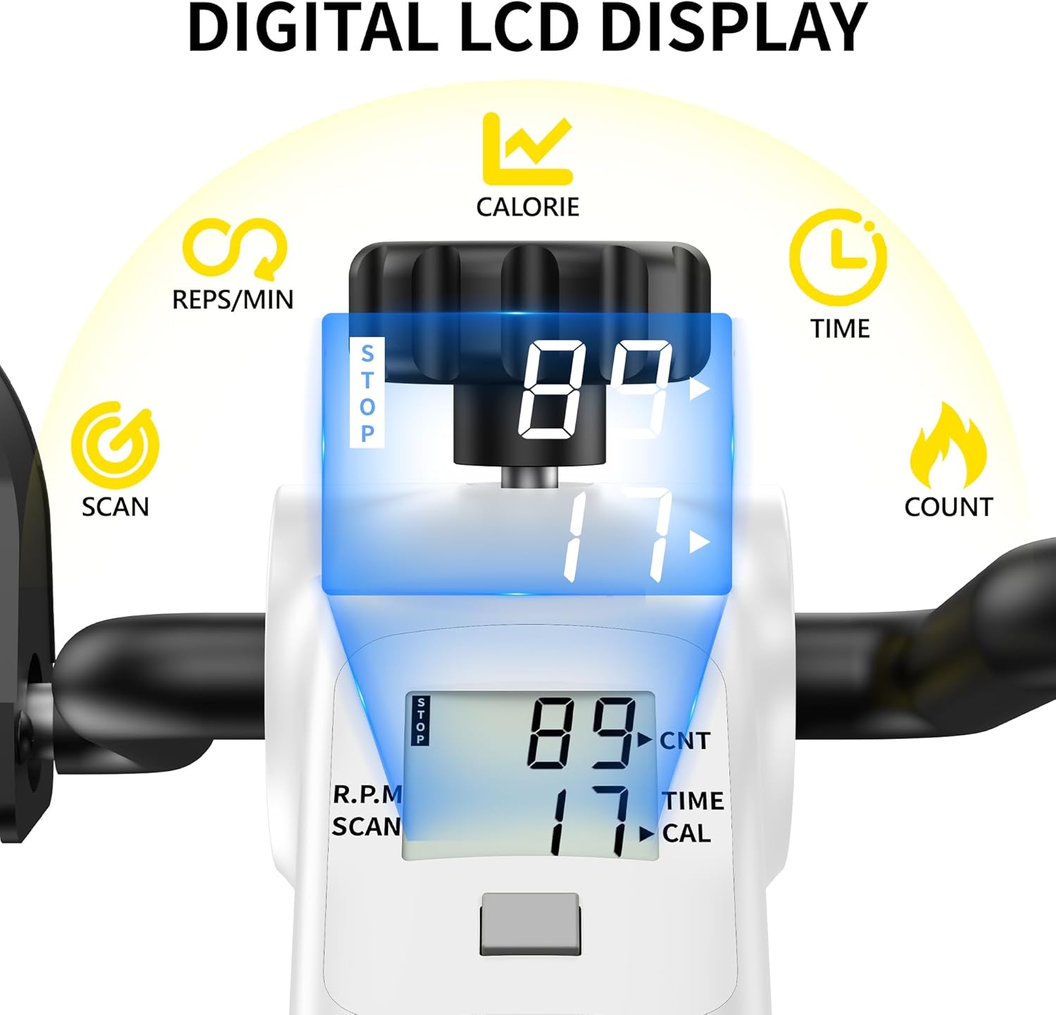 MOMODA Under Desk Bike Pedal Exerciser with LCD Display Portable Mini Exercise Bike for Arm and Leg - Image 9