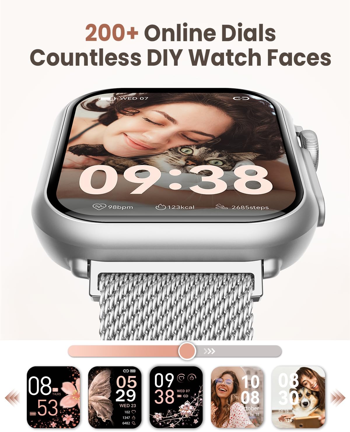 1.83" HD Smart Watch, 30 Days Battery Life, Sleep/Heart Rate/SpO2/Blood Pressure Monitor, Calls/Messages/Notifications, 5ATM 110+ Sports Modes Fitness Tracker Watch, for Women & Men/ Android & iPhone - Image 7
