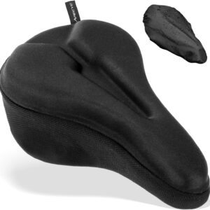Bike Seat Cushion Gel Padded Saddle Cover for Men Women – Extra Padding Soft Comfort Bicycle Seat Cushion for Peloton, Stationary, Spin, Mountain, Road, Ebike