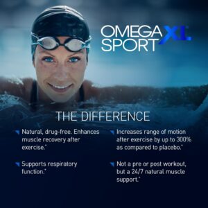 OmegaXL Sport Extra Strength Muscle Recovery Supplement and Respiratory Support Supplement – Improves DOMS and ROM, Clinically Supported Green-Lipped Mussel Oil (60 Softgels)