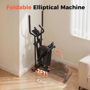 YOSUDA Foldable Elliptical Machine Only 2 sq ft, 15IN Stride Folding Elliptical for Home, Elliptical Exercise Machine Folding, Elliptical Cross Trainer with 16 Magnetic Resistance Levels