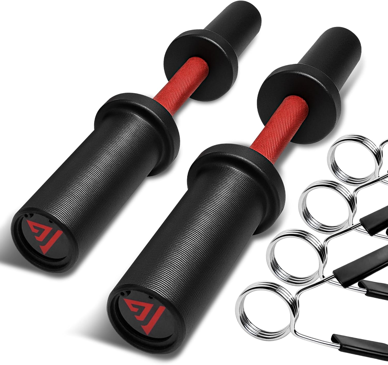 16" Olympic Dumbbell Handle, Loadable Dumbbells for 2-inch Olympic Weight Plates, Dumbbell Bar for Home Gym Strength Training, 2 Pair of Spring Collars Included