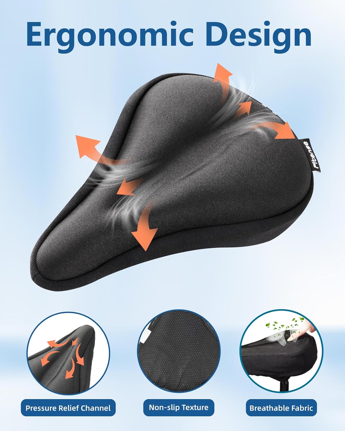 Bike Seat Cushion, Gel Padded Bike Seat Cover for Men Women, Extra Soft Exercise Bicycle Cushion Fit for Peloton, Spin Stationary Exercise, Cycling Bike with Adjustable Vel-co Secure - Image 4