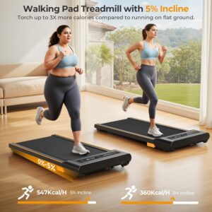 Walking Pad with Incline, Under Desk Treadmill for Home, 2.5 HP Portable Treadmills with Incline, Compact Treadmill Small Running Pad with LED Display, Remote Control