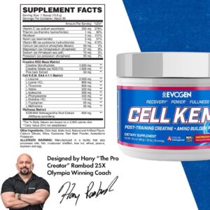 Evogen Cell K.E.M. PR V.2 Reformulated- Post Workout Recovery Powder & Muscle Builder | Creatine Monohydrate, BCAA Powder, EAAs | Recovery, Strength & Fullness | Raspberry Lemonade | 30 Servings