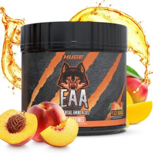 Huge EAA Supplement, Highest Dosed Essential Amino Acid Powder, 12.8g EAAs & 8g BCAAs Per Serving, Muscle Growth, Recovery & Performance (Peach Mango)