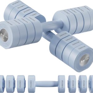 Dumbbell Set of 2, Adjustable Weight, Anti-slip Handle, Macaron Colors, Each 2.2/4.4/6.6/8.8 lbs, 4 in 1 Hand Weights for Women at Home, Blue