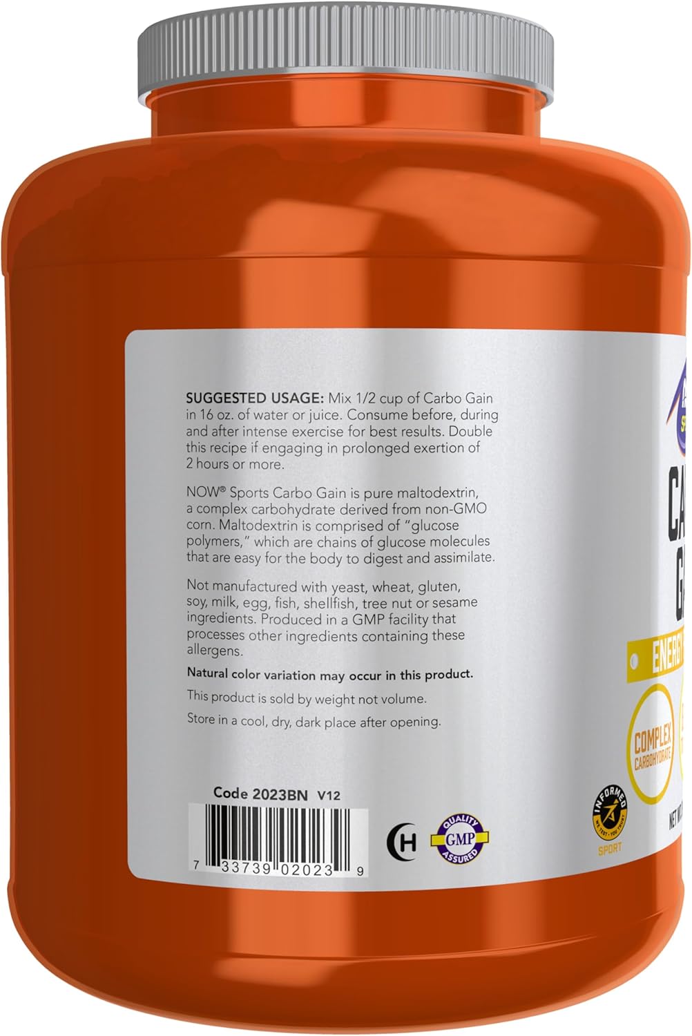 NOW Foods Sports Nutrition, Carbo Gain Powder (Maltodextrin), Rapid Absorption, Energy Production, 8-Pound - Image 3
