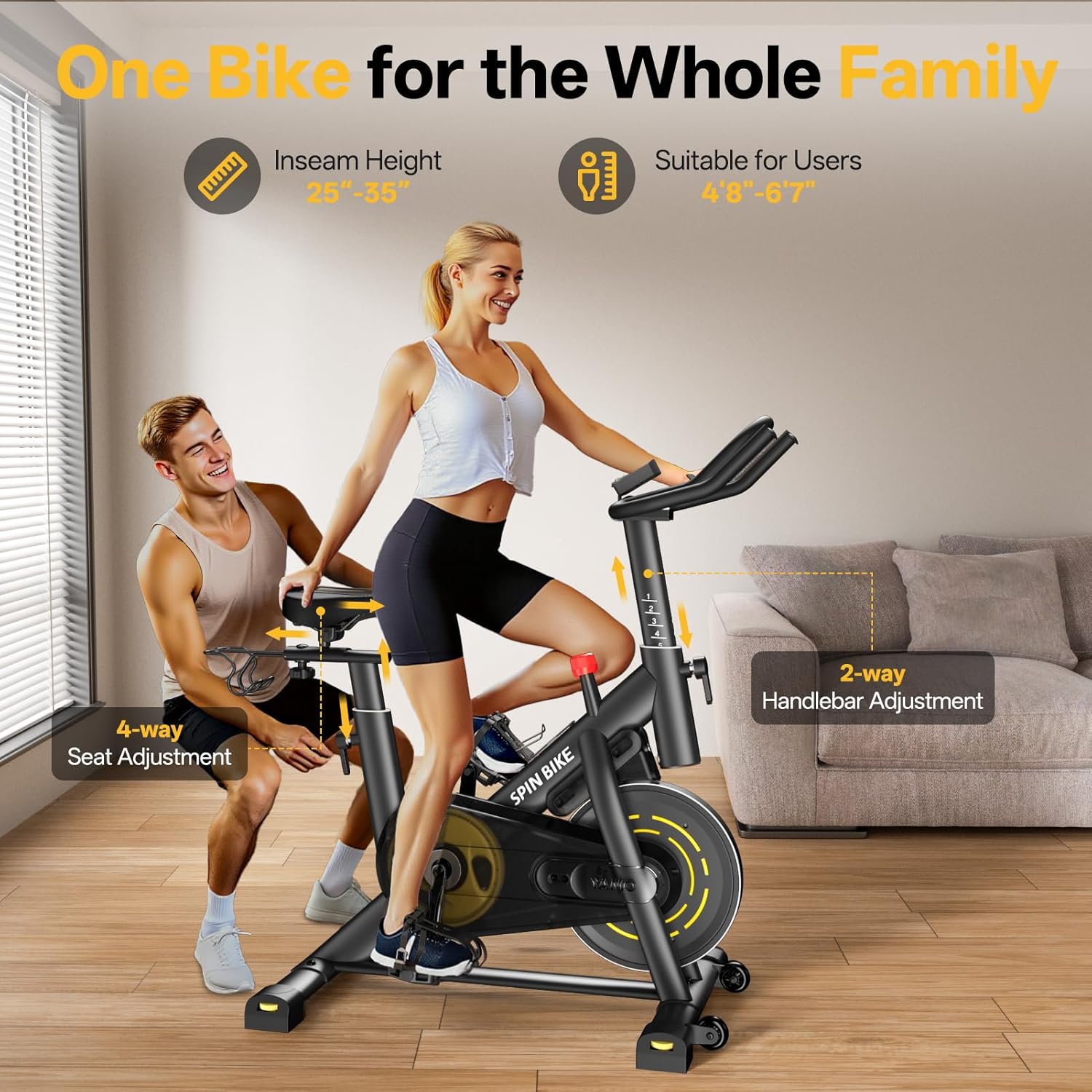 YAMO Exercise Bike, Upgraded Stationary Bikes for Home Cardio with App Compatible, Adjustable Quiet Magnetic Resistance Indoor Cycling Bike 300 LBS Capacity Comfortable Seat Cushion & Tablet Mount - Image 4