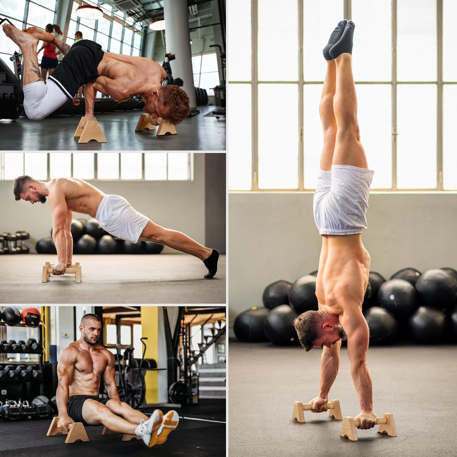 Wood Parallettes Push Up Bar for Floor, Strength Training Pushup Handles for Home Calisthenics Gymnastics Workouts Equipment - Image 8