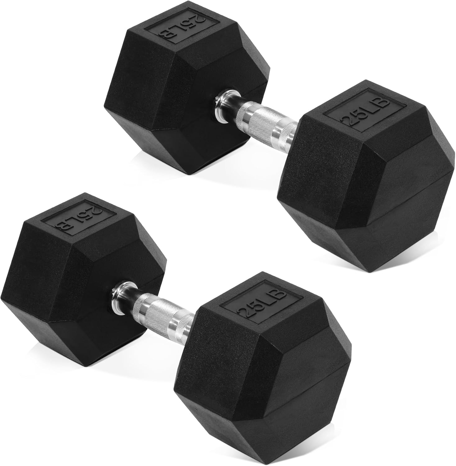 Fitvids Hex Dumbbells Rubber Coated Hand Weights for Exercises and Fitness Home Gym, Pair