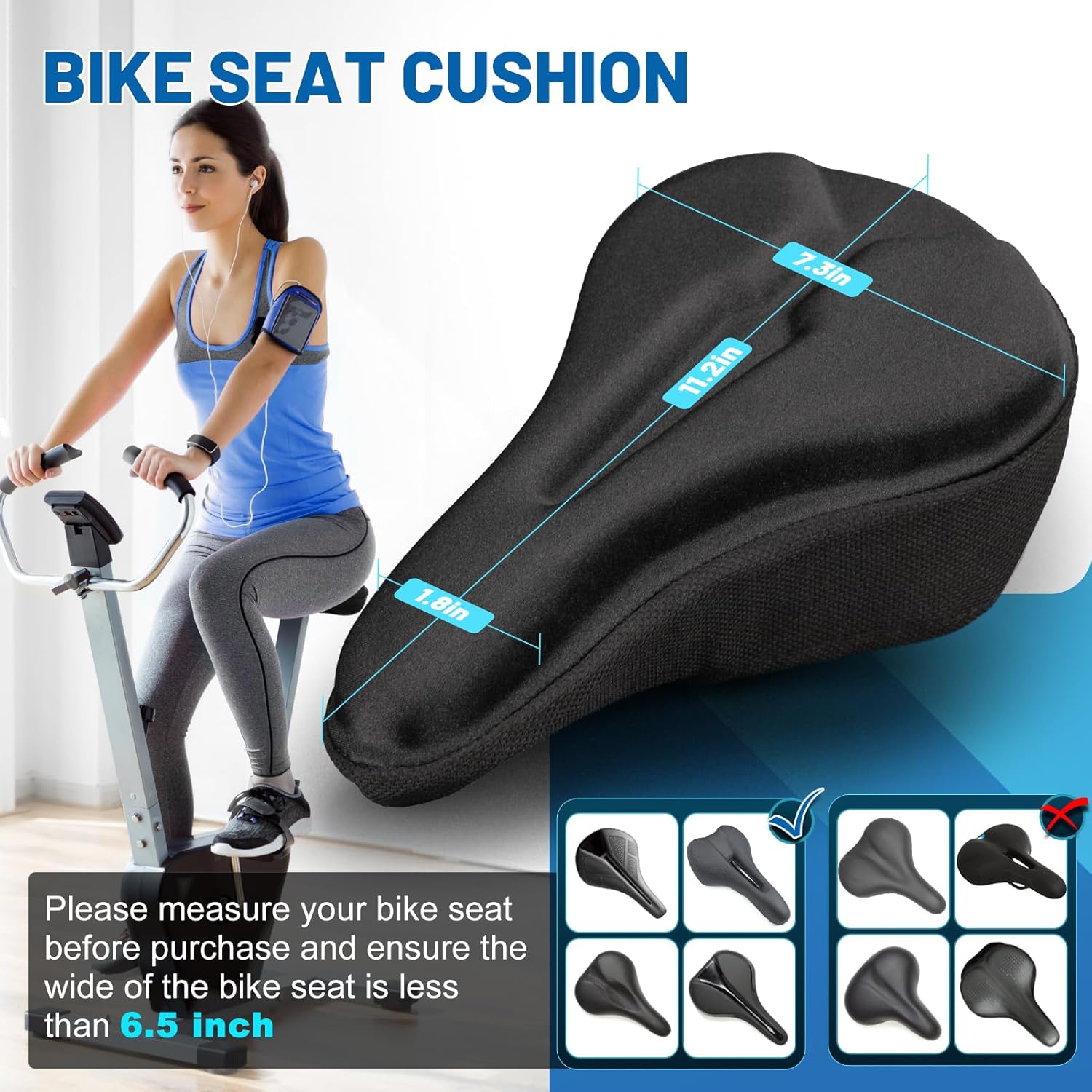 Bike Seat Cushion Gel Padded Saddle Cover for Men Women - Extra Padding Soft Comfort Bicycle Seat Cushion for Peloton, Stationary, Spin, Mountain, Road, Ebike - Image 4