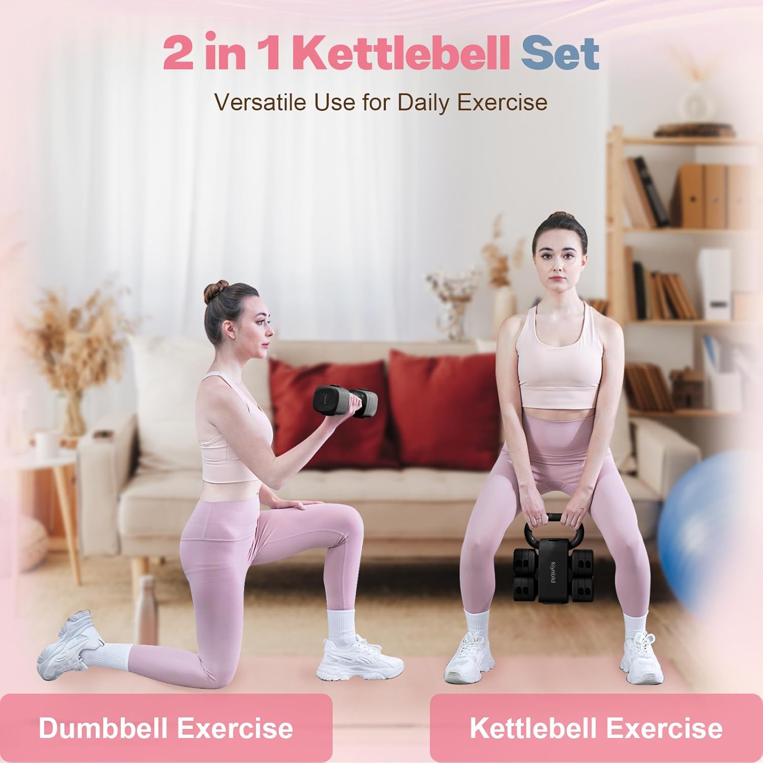 Adjustable Dumbbell Set of 2, 4 in 1 Free Weights Dumbbells Set for Women with Fast Adjustment, Each 2lb 3lb 4lb 5lb Hand Weights Set for Home Gym & Outdoor Exercise Training - Image 4