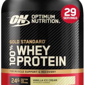 Optimum Nutrition Gold Standard 100% Whey Protein Powder, Vanilla Ice Cream, 2 Pound (Packaging May Vary)
