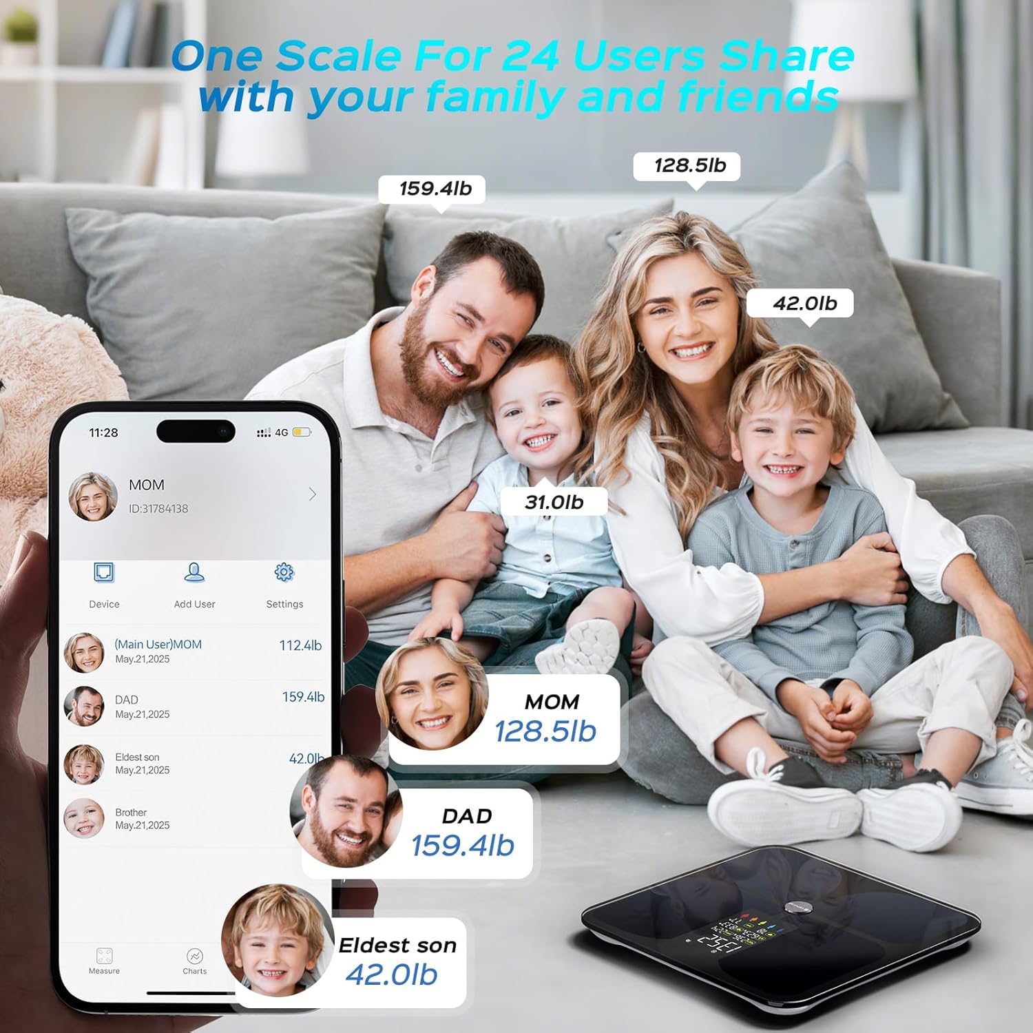 Lepulse Scale for Body Weight, Smart Digital Bathroom Weight Scale with BMI Muscle Mass 20 Body Composition Metrics,4.68"Large Display Body Fat Scales, Heart Rate, Accurate Bluetooth Weighing with App - Image 7