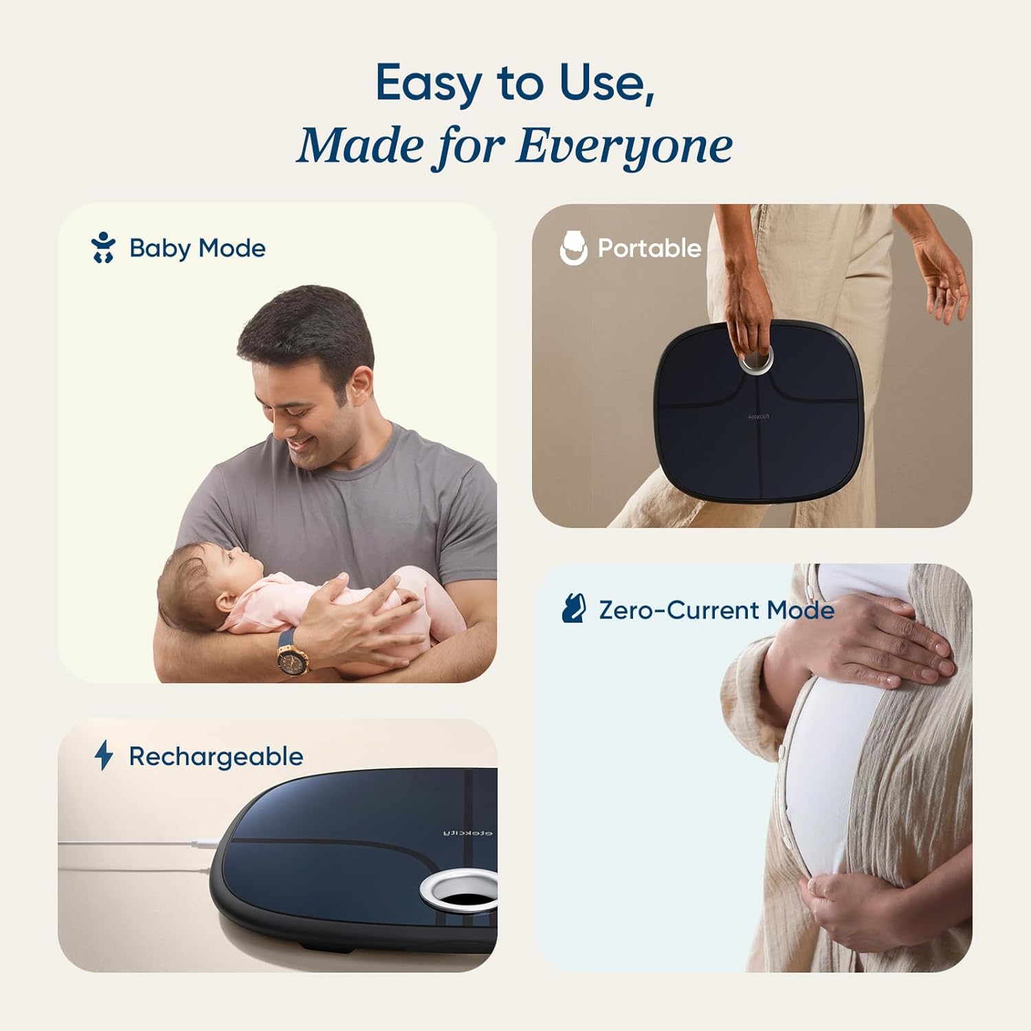 Etekcity Smart Rechargeable Scale for Body Weight, BMI, Fat, Muscle Mass, Digital Bathroom Scale with 13 Metrics, Secret Mode, Bluetooth Connect to Free Apps, Stealth Black - Image 6